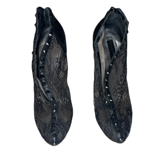 BCBG Maxazria Black Whim Lace Studded High Heel Booties Sz 6M - Picture 2 of 9